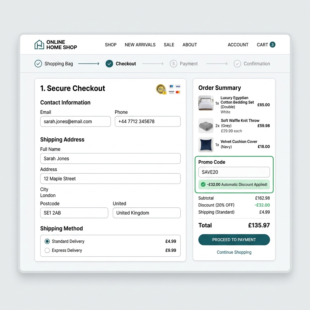 Online Home Shop Checkout Guide