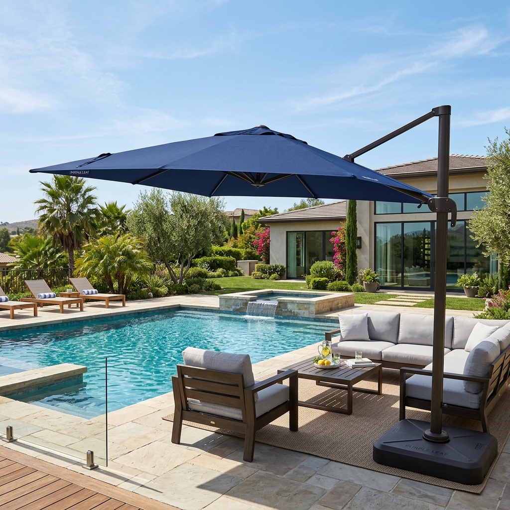 Purple Leaf Cantilever Patio Umbrella